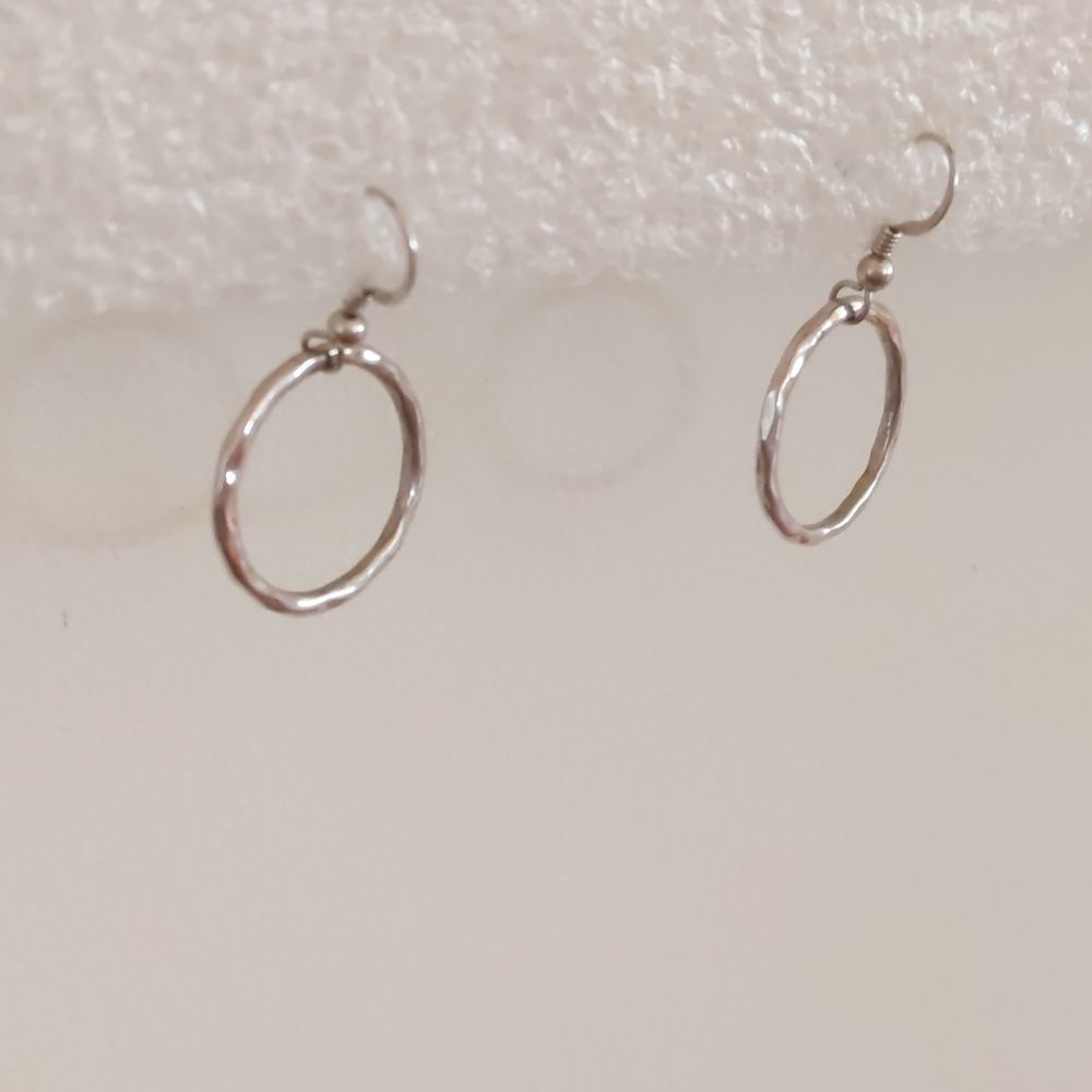 Silver Dangle Hoops - Picture 2 of 2